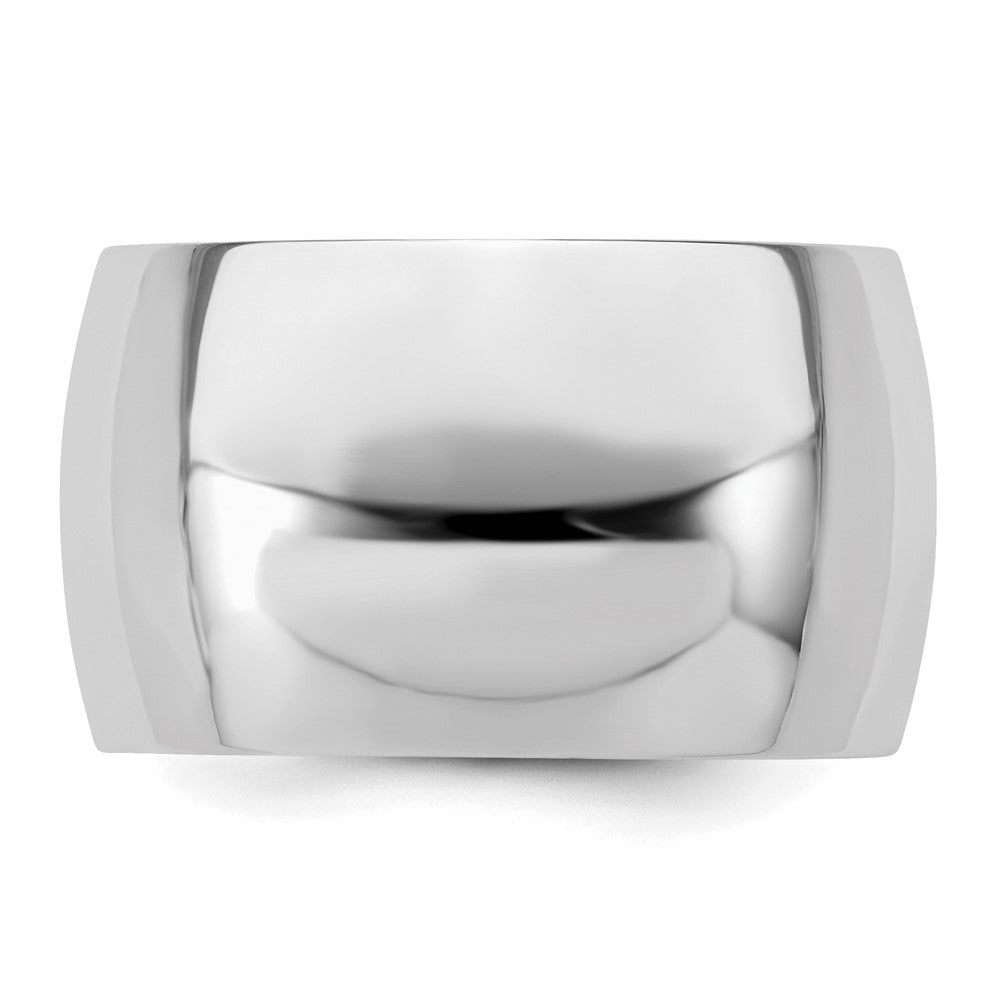 Sterling Silver Rhodium-plated 12mm Half-Round Size 12.5 Band