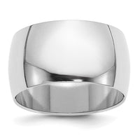Sterling Silver Rhodium-plated 12mm Half-Round Size 11.5 Band