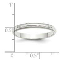Sterling Silver 3mm Half Round Milgrain Size 6.5 Band