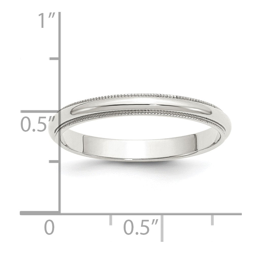 Sterling Silver Rhodium-plated 3mm Half Round Milgrain Size 4.5 Band