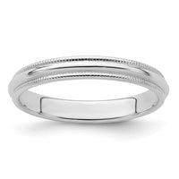 Sterling Silver 3mm Half Round Milgrain Size 11.5 Band