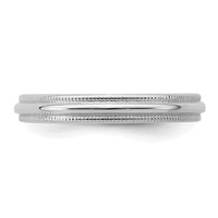 Sterling Silver Rhodium-plated 3mm Half Round Milgrain Size 5 Band