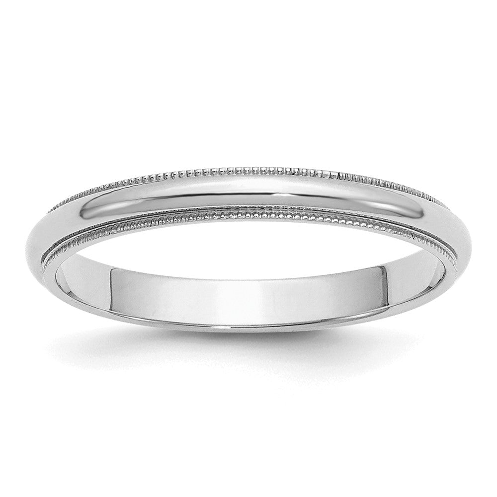 Sterling Silver Rhodium-plated 3mm Half Round Milgrain Size 5 Band