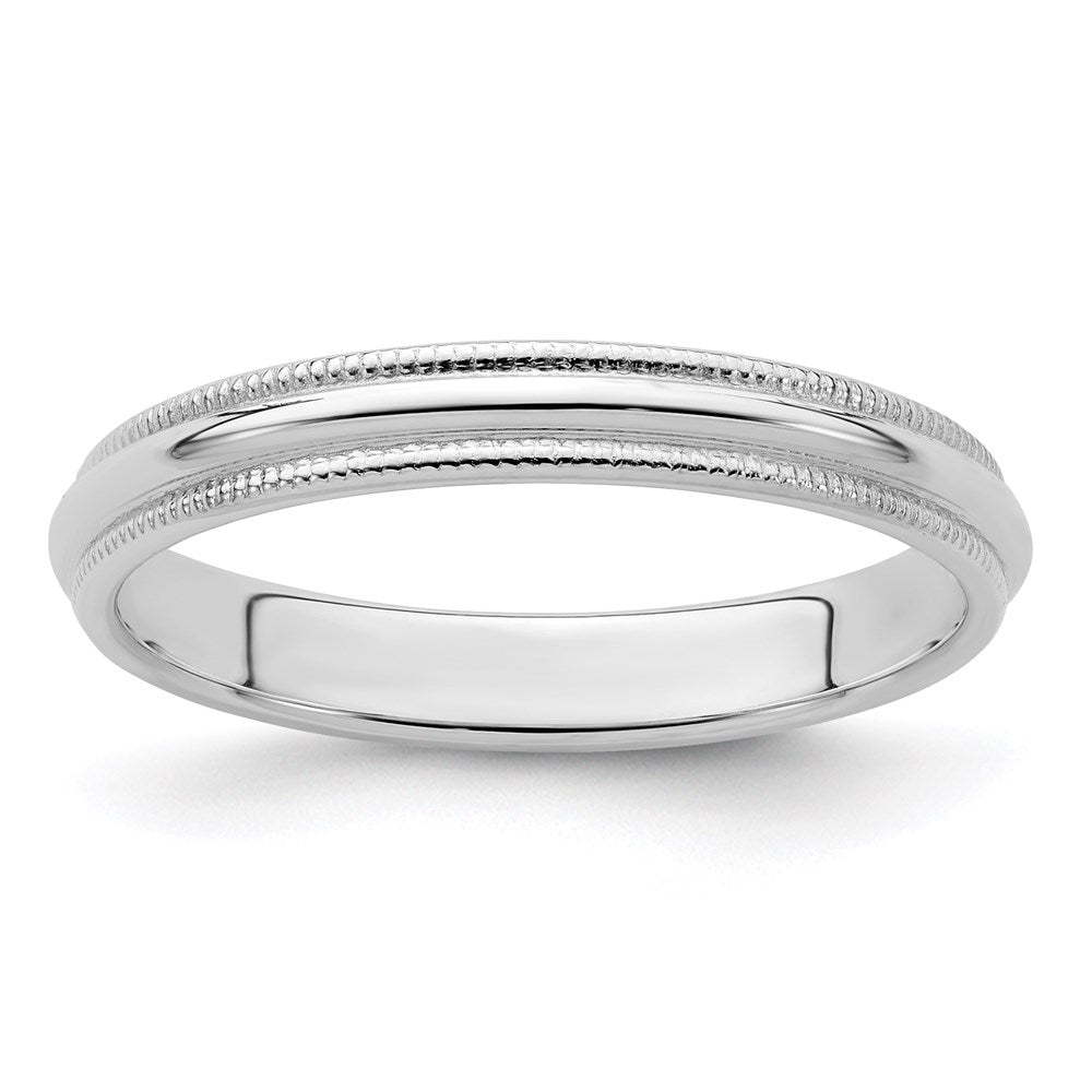 Sterling Silver 3mm Half Round Milgrain Size 13 Band