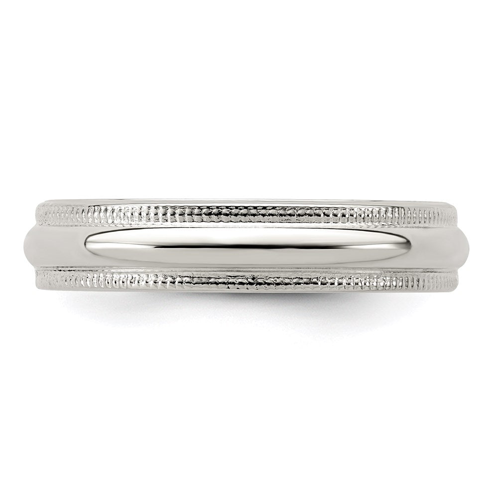 Sterling Silver 4mm Half Round Milgrain Size 6.5 Band