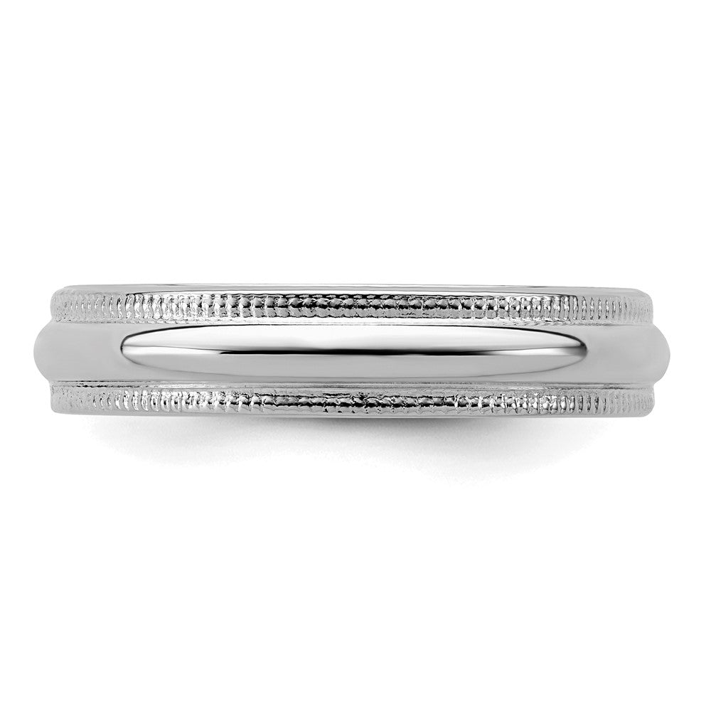 Sterling Silver Rhodium-plated 4mm Half Round Milgrain Size 11.5 Band