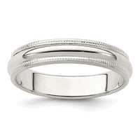 Sterling Silver 4mm Half Round Milgrain Size 12 Band