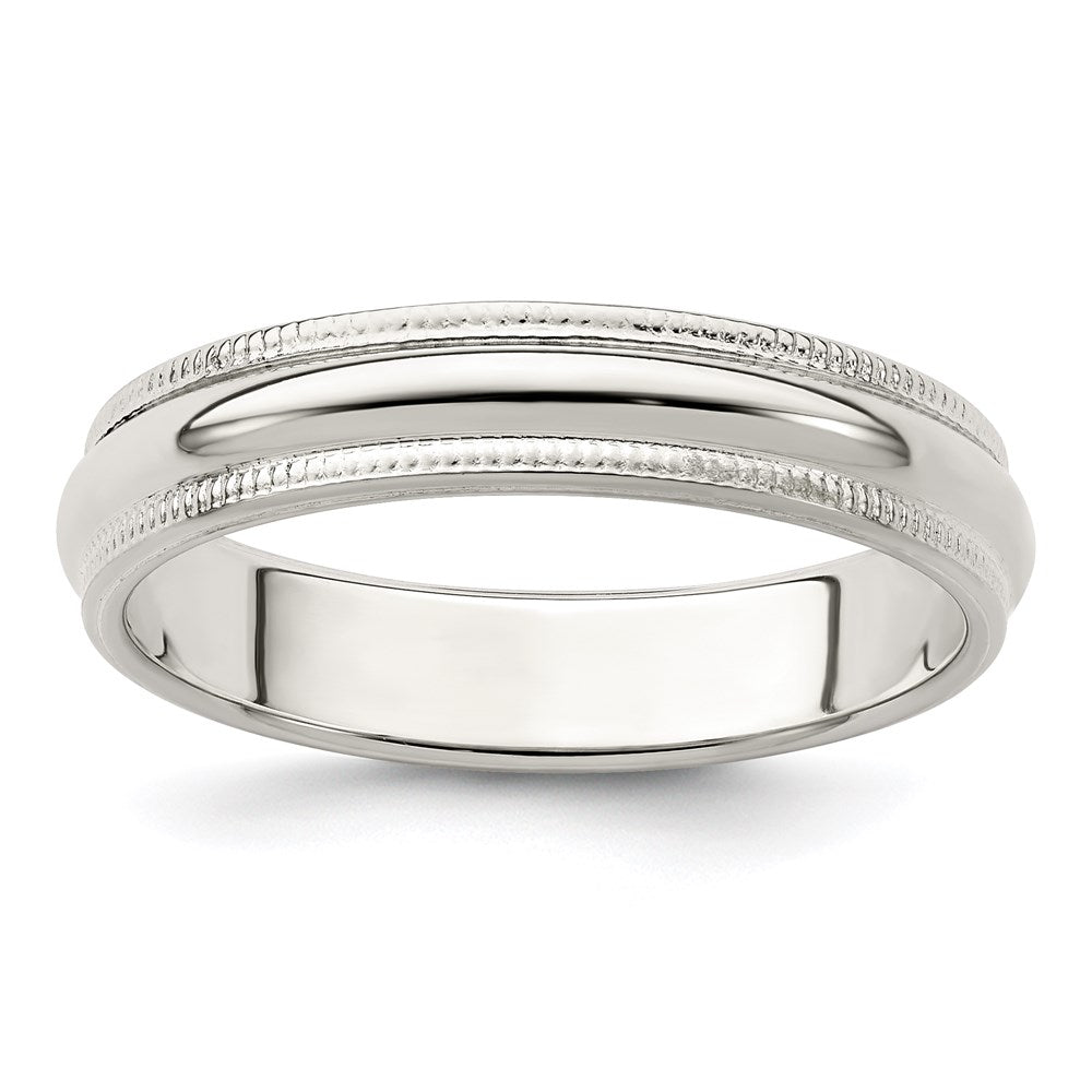 Sterling Silver 4mm Half Round Milgrain Size 6.5 Band