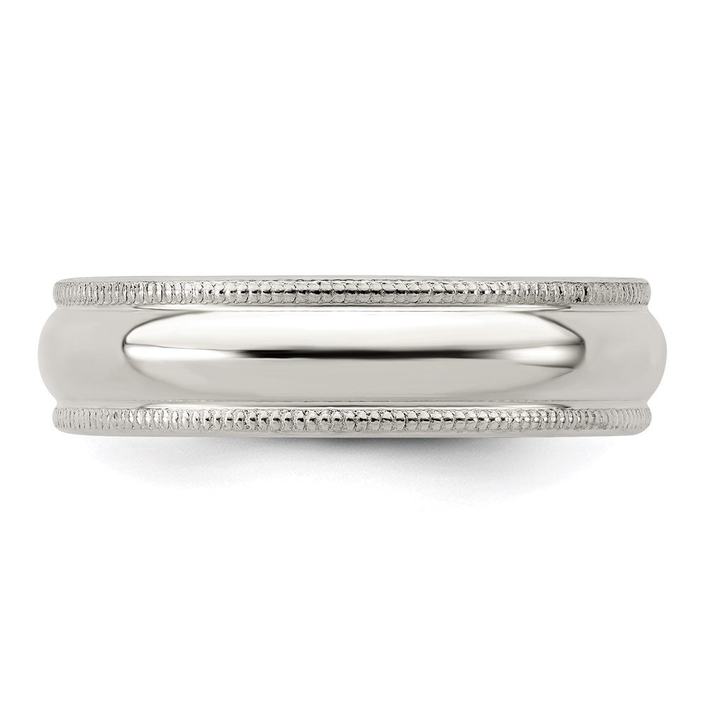 Sterling Silver 5mm Half Round Milgrain Size 6 Band
