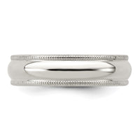 Sterling Silver 5mm Half Round Milgrain Size 6 Band