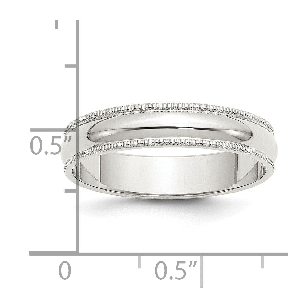 Sterling Silver 5mm Half Round Milgrain Size 9 Band