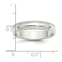Sterling Silver 5mm Half Round Milgrain Size 6 Band