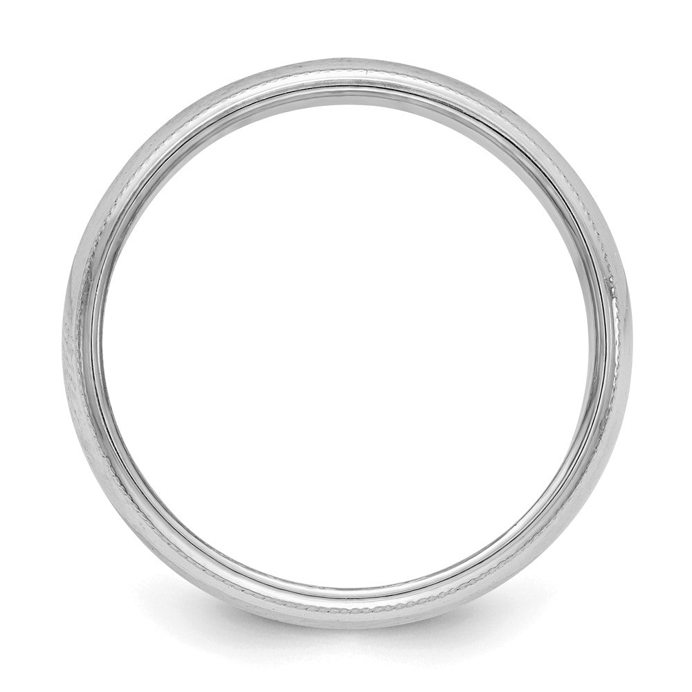 Sterling Silver Rhodium-plated 5mm Half Round Milgrain Size 10.5 Band