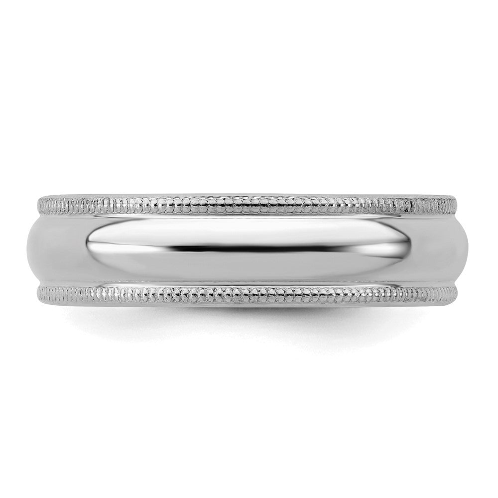 Sterling Silver Rhodium-plated 5mm Half Round Milgrain Size 11 Band