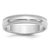 Sterling Silver Rhodium-plated 5mm Half Round Milgrain Size 11 Band