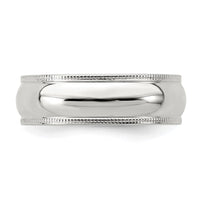 Sterling Silver 6mm Half Round Milgrain Size 10 Band