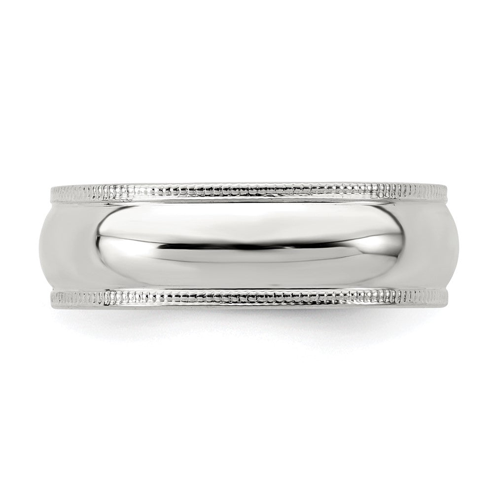Sterling Silver 6mm Half Round Milgrain Size 13.5 Band