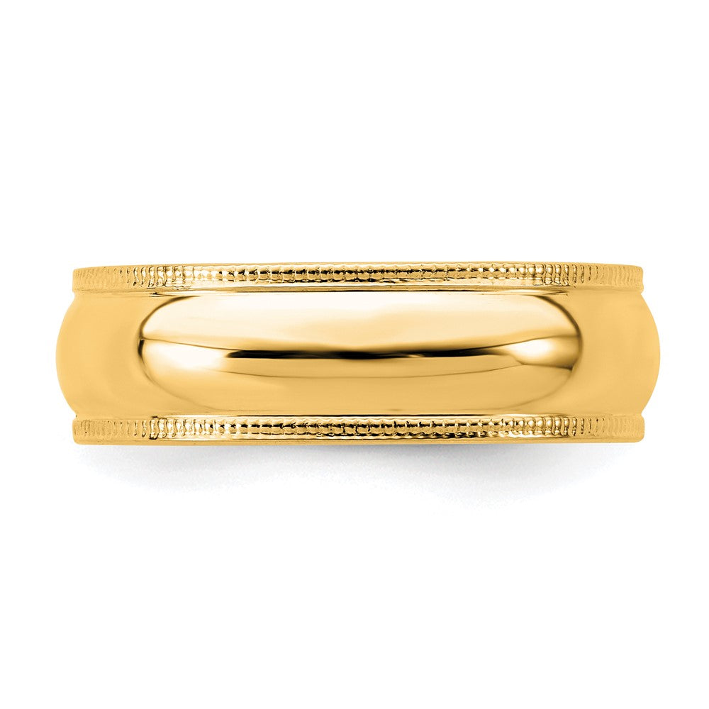 Sterling Silver Gold-plated 6mm Half Round Milgrain Band