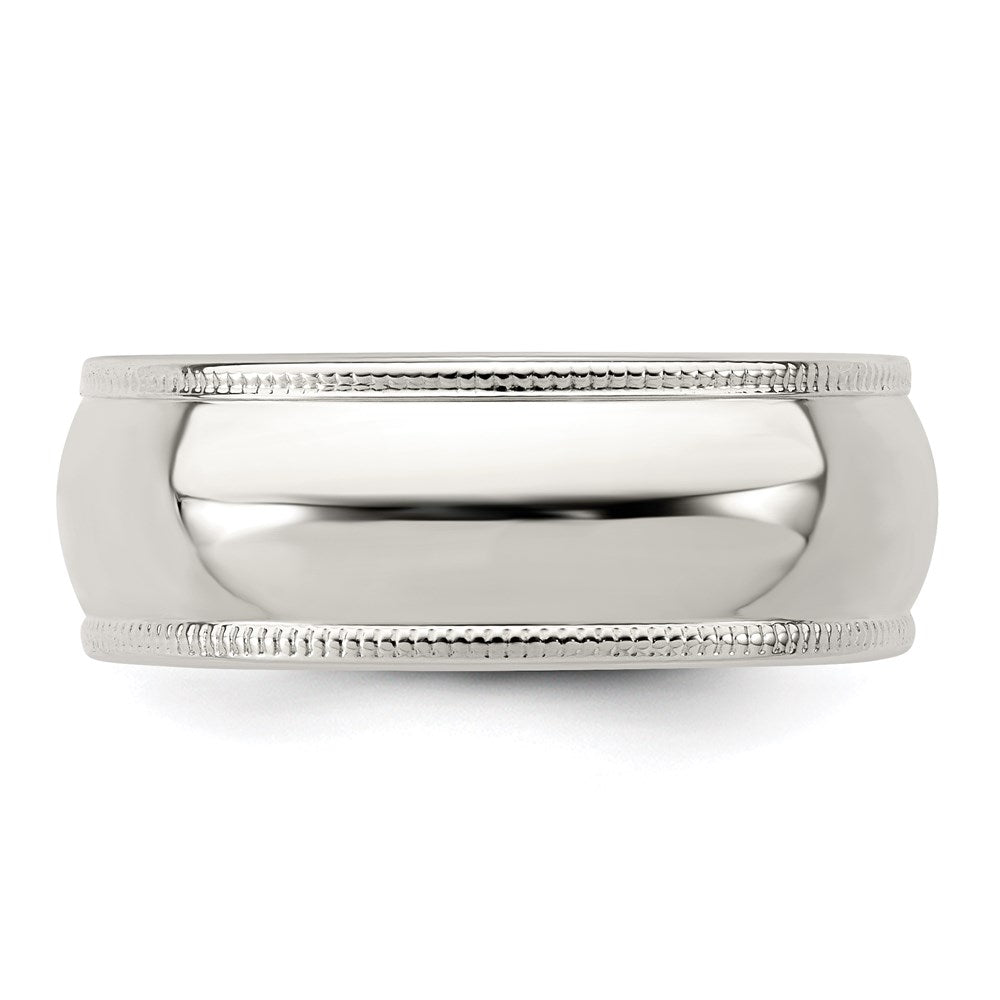 Sterling Silver 7mm Half Round Milgrain Size 9 Band