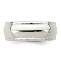 Sterling Silver 7mm Half Round Milgrain Size 6.5 Band