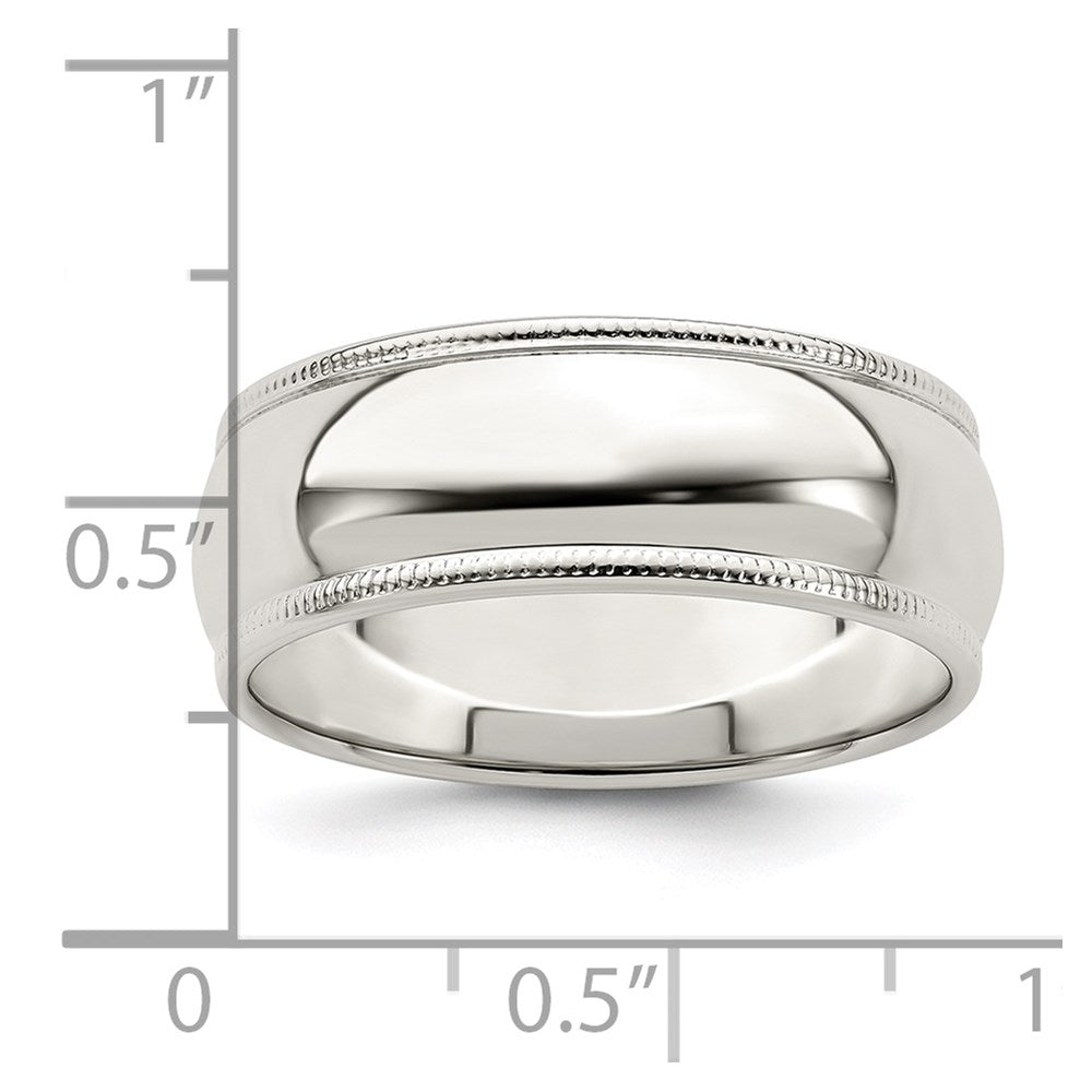 Sterling Silver 7mm Half Round Milgrain Size 6.5 Band