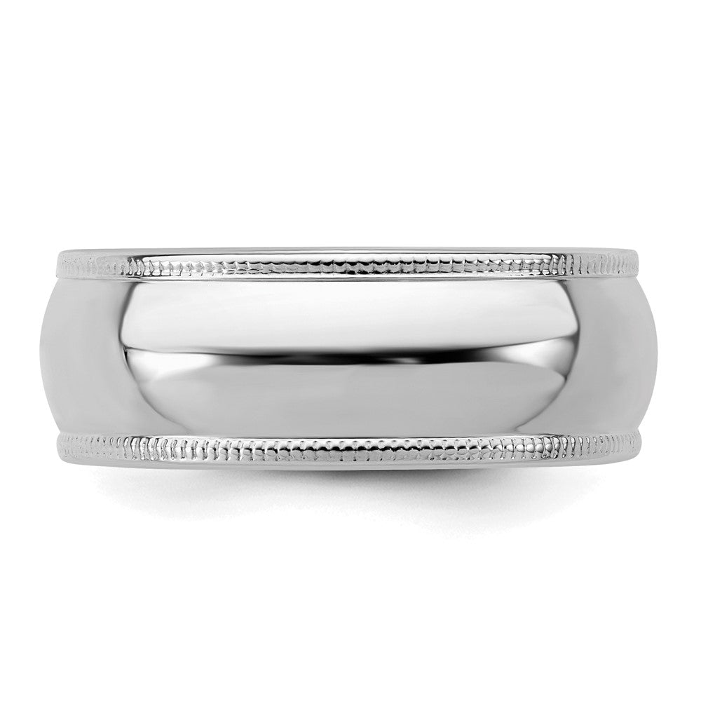 Sterling Silver Rhodium-plated 7mm Half Round Milgrain Size 10.5 Band