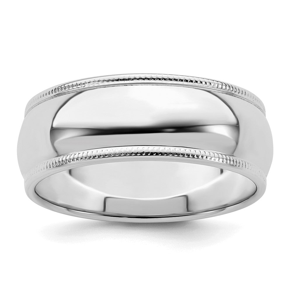 Sterling Silver Rhodium-plated 7mm Half Round Milgrain Size 9 Band