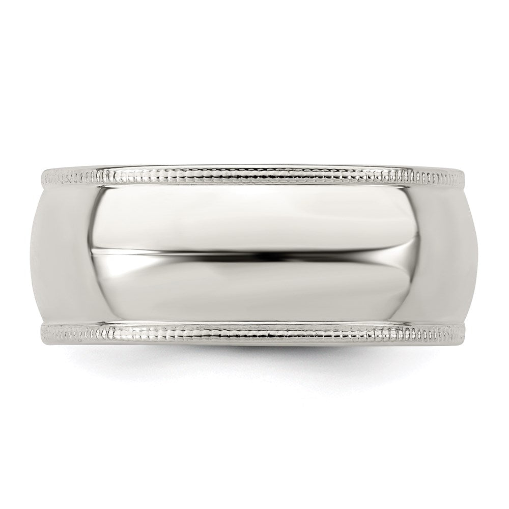 Sterling Silver 8mm Half Round Milgrain Size 9 Band