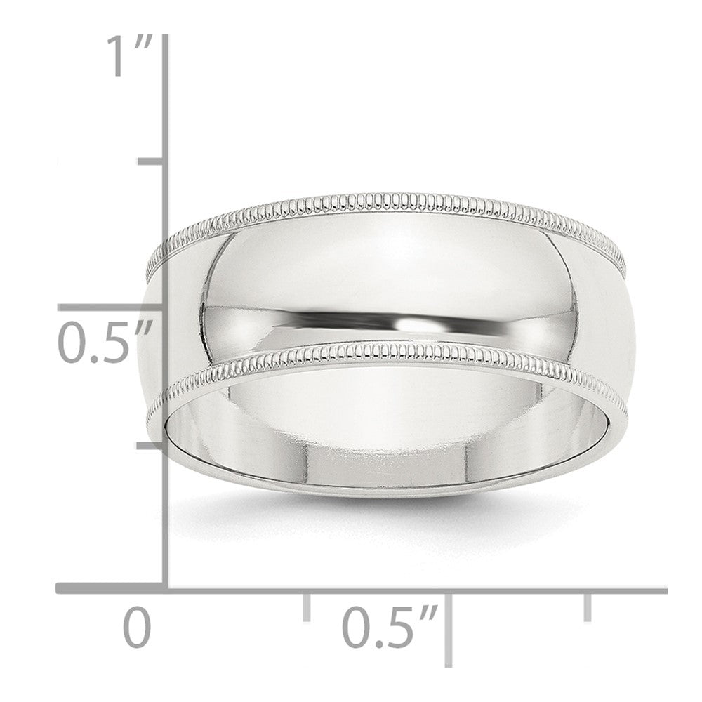 Sterling Silver 8mm Half Round Milgrain Size 6 Band