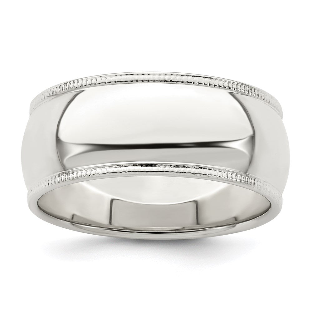 Sterling Silver 8mm Half Round Milgrain Size 5 Band