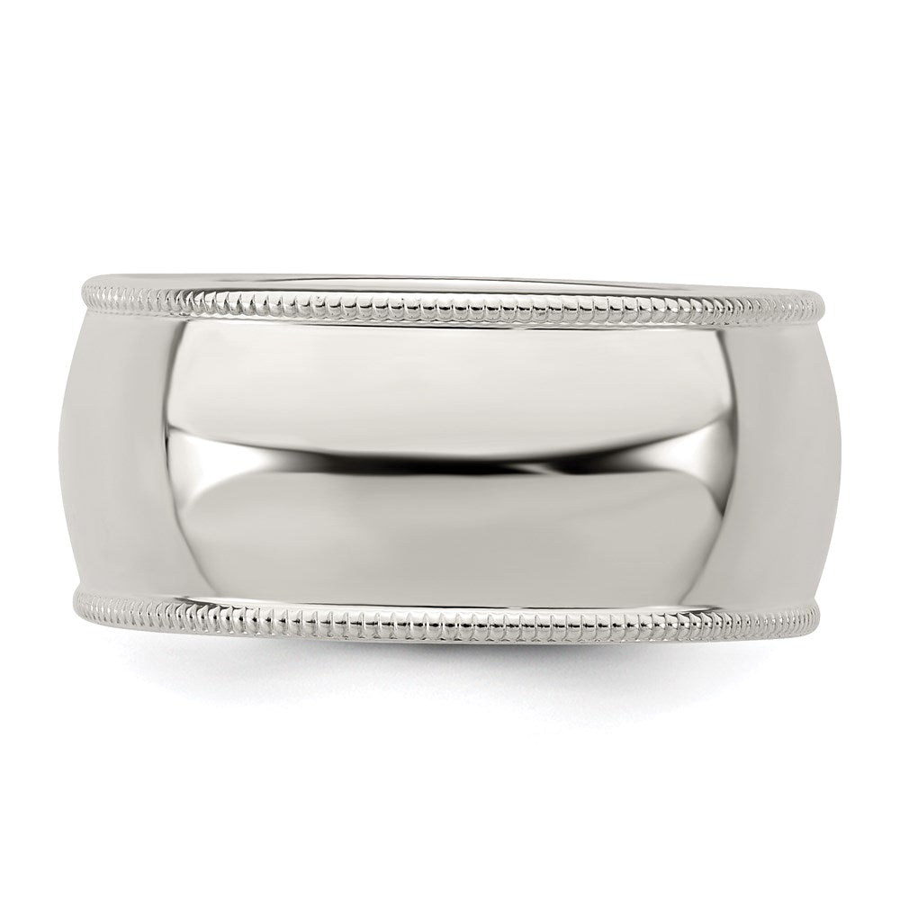 Sterling Silver 9mm Half Round Milgrain Size 7.5 Band