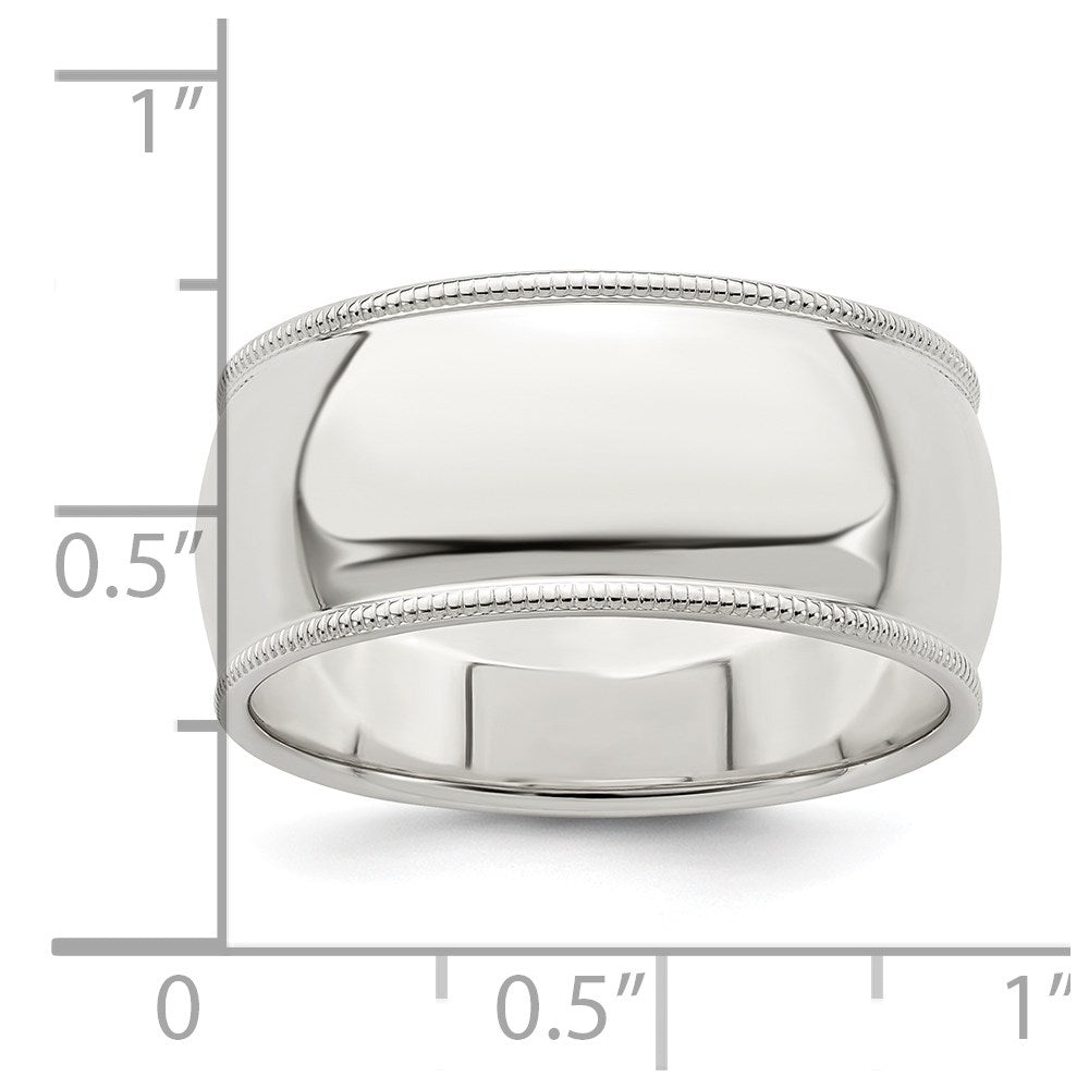 Sterling Silver 9mm Half Round Milgrain Size 6 Band