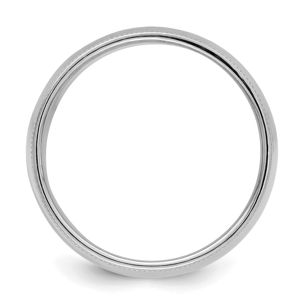 Sterling Silver Rhodium-plated 9mm Half Round Milgrain Size 4.5 Band
