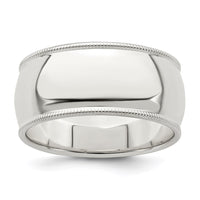 Sterling Silver 9mm Half Round Milgrain Size 11 Band