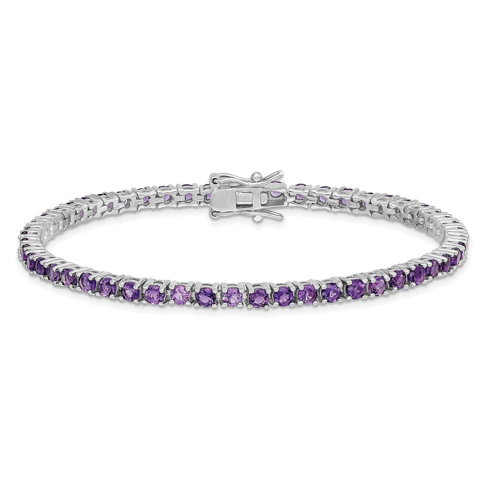 Sterling Silver Rhodium-plated Amethyst Bracelet