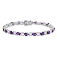 Sterling Silver Rhodium-plated Amethyst & CZ Bracelet