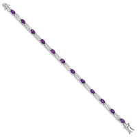 Sterling Silver Rhodium-plated Amethyst Bracelet