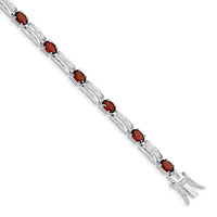 Sterling Silver Rhodium-plated Garnet Bracelet