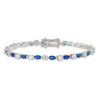 Sterling Silver Rhodium-plated Blue and Clear CZ Bracelet