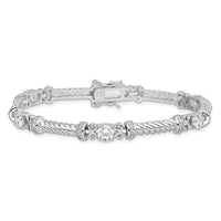 Sterling Silver Rhodium-plated CZ Bracelet