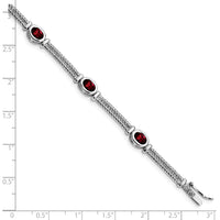 Sterling Silver Rhodium Plated Garnet Bracelet