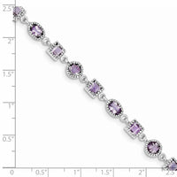 Sterling Silver Rhodium-plated Amethyst Bracelet