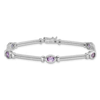 Sterling Silver Rhodium-plated Amethyst Bracelet