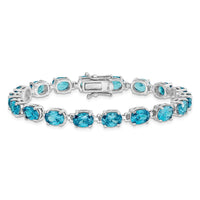 Sterling Silver Rhodium-plated Blue Topaz 6.5in Bracelet
