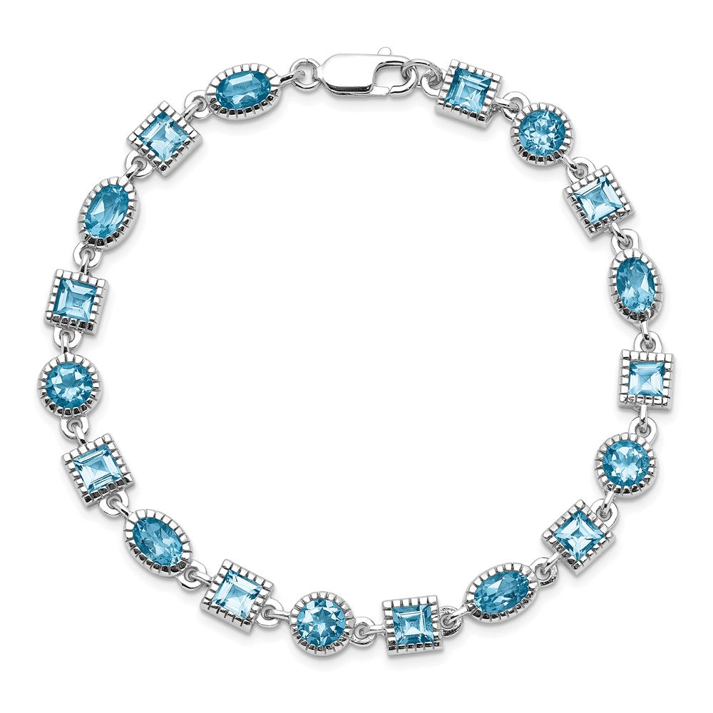 Sterling Silver Rhodium-plated Blue Topaz Bracelet