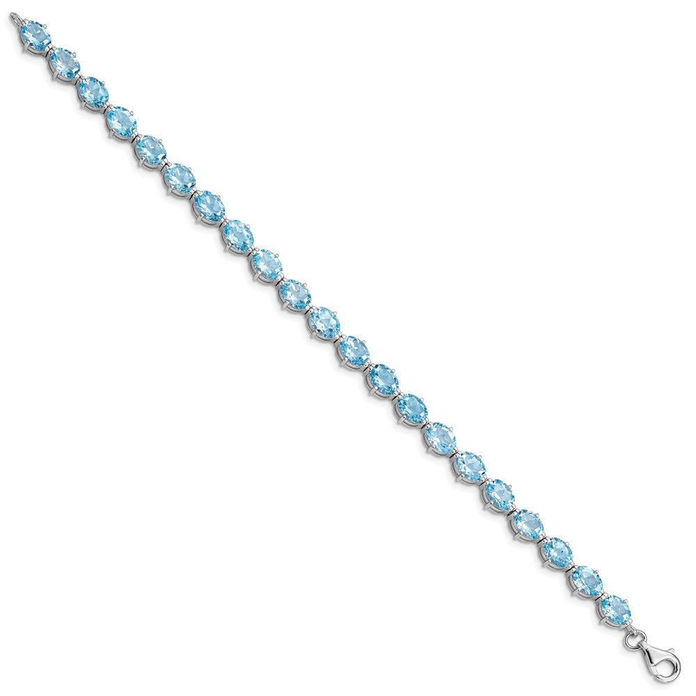 Sterling Silver Rhodium-plated Swiss Blue Topaz Bracelet