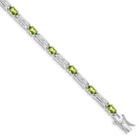 Sterling Silver Rhodium-plated Peridot Bracelet