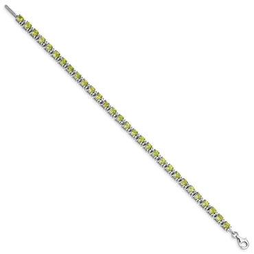 Sterling Silver Rhodium-plated Peridot and Diamond Bracelet