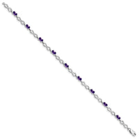 Sterling Silver Rhodium-plated Amethyst Bracelet