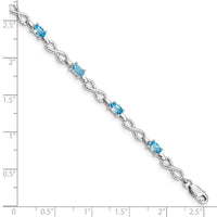 Sterling Silver Rhodium-plated Blue Topaz Bracelet